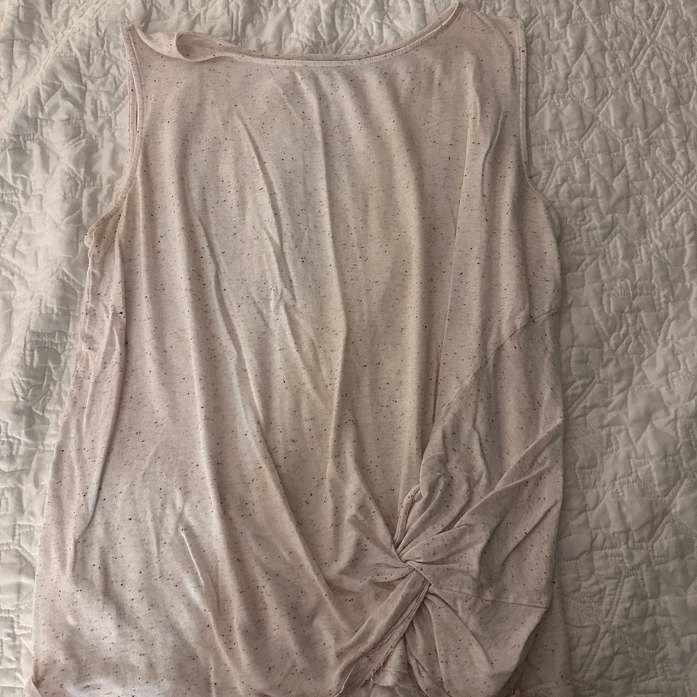 LOFT Cream Tie Front Sleeveless Tank Top